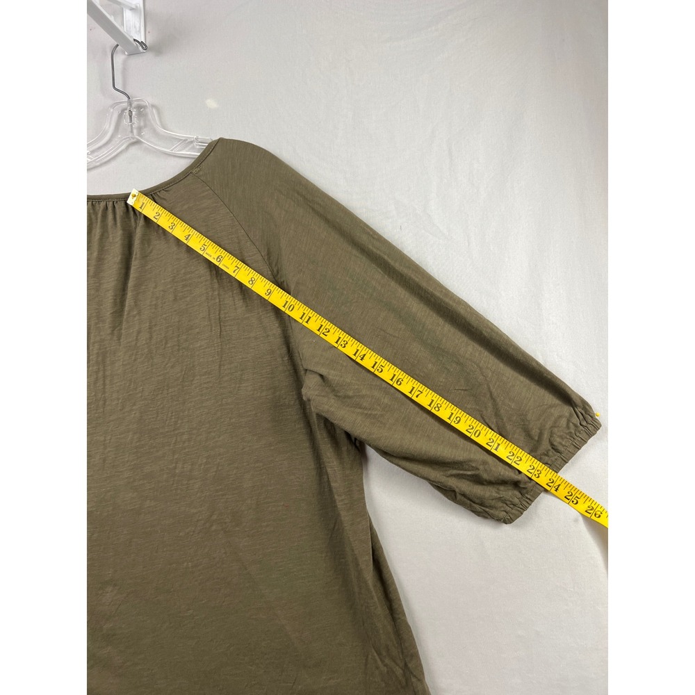 Jane & Delancey Peasant Top Womens 2X Olive Green Embroidered Tassel Boho Blouse - Picture 8 of 9